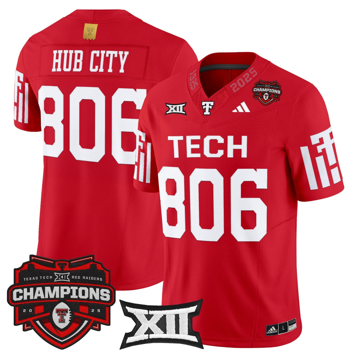 Men's Texas Tech Red Raiders 2025 Big 12 Champions Vapor Limited Jersey - All Stitched