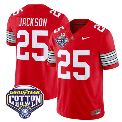 Men's Ohio State Buckeyes 'Heritage Stripe' Vapor Limited Jersey - 2025 Cotton Bowl Patch - All Stitched