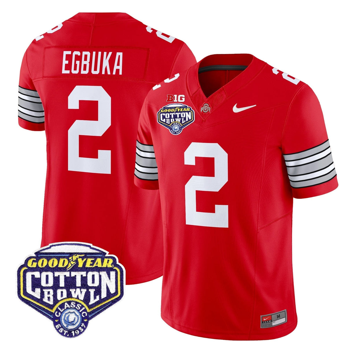 Men's Ohio State Buckeyes 'Heritage Stripe' Vapor Limited Jersey - 2025 Cotton Bowl Patch - All Stitched