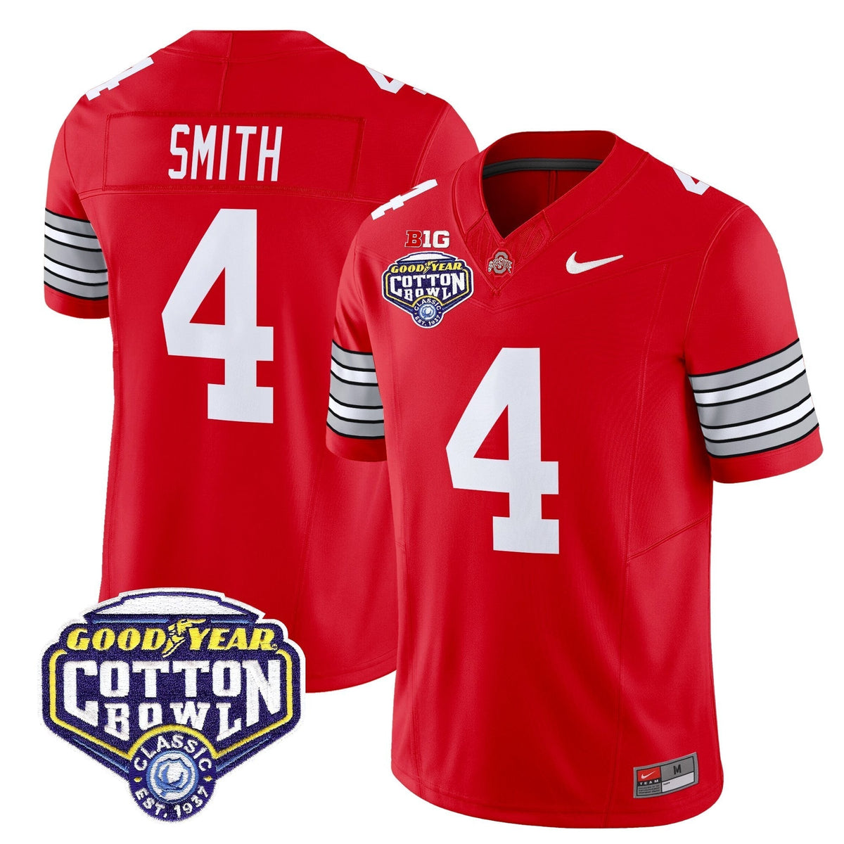 Men's Ohio State Buckeyes 'Heritage Stripe' Vapor Limited Jersey - 2025 Cotton Bowl Patch - All Stitched