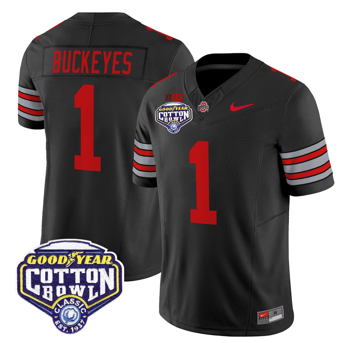 Men's Ohio State Buckeyes 'Heritage Stripe' Vapor Limited Jersey - 2025 Cotton Bowl Patch - All Stitched