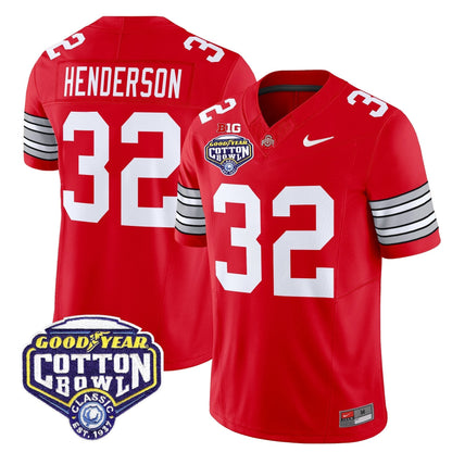 Men's Ohio State Buckeyes 'Heritage Stripe' Vapor Limited Jersey - 2025 Cotton Bowl Patch - All Stitched