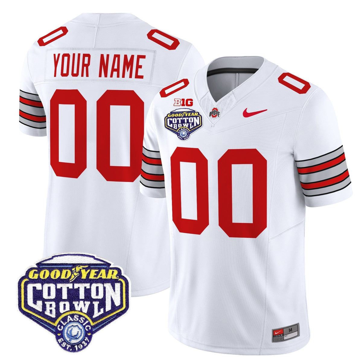 Ohio State Buckeyes 'Heritage Stripe' Vapor Limited Custom Jersey - 2025 Cotton Bowl Patch - All Stitched