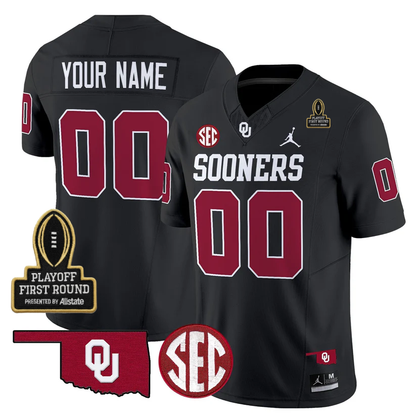 Custom OU 2025 Playoff First Round Patch Jersey - Stitched