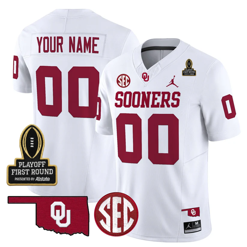 Custom OU 2025 Playoff First Round Patch Jersey - Stitched
