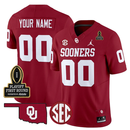 Custom OU 2025 Playoff First Round Patch Jersey - Stitched