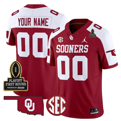 Custom OU 2025 Playoff First Round Patch Jersey - Stitched