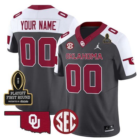 Custom OU 2025 Playoff First Round Patch Jersey - Stitched