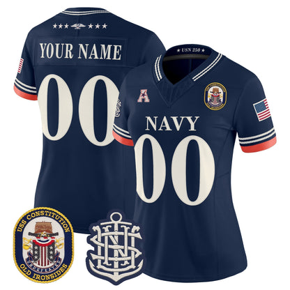 Navy Midshipmen 250th Anniversary Vapor Limited Custom Jersey - USS Constitution Patch - Stitched