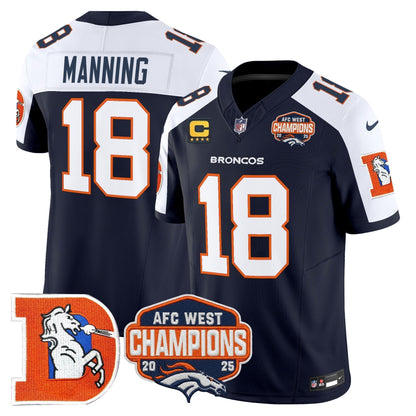 Men's Denver Broncos Throwback Vapor Limited Jersey - 2025 AFC West Division Champions Patch - All Stitched