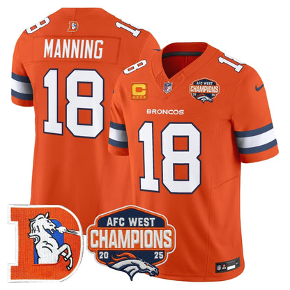 Men's Denver Broncos Throwback Vapor Limited Jersey - 2025 AFC West Division Champions Patch - All Stitched