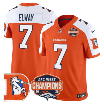 Men's Denver Broncos Throwback Vapor Limited Jersey - 2025 AFC West Division Champions Patch - All Stitched
