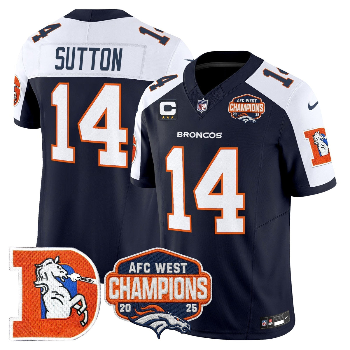 Men's Denver Broncos Throwback Vapor Limited Jersey - 2025 AFC West Division Champions Patch - All Stitched