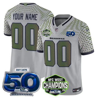 Custom SEA 2026 NFC West Champions Limited Jersey - 50th Season Patch - Stitched