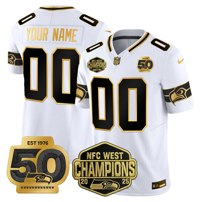Custom SEA 2026 NFC West Champions Limited Jersey - 50th Season Patch - Stitched