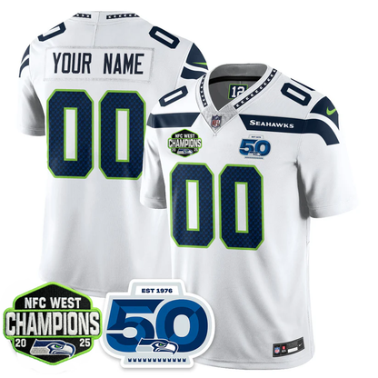 Custom SEA 2026 NFC West Champions Limited Jersey - 50th Season Patch - Stitched