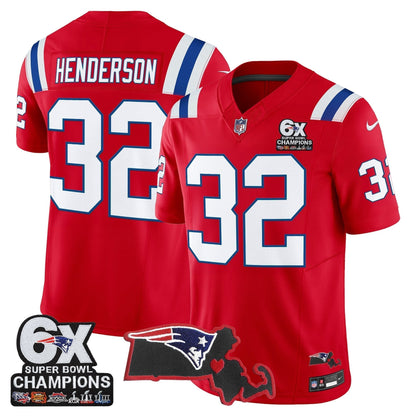 Men's New England Patriots 6-Time Champions & Massachusetts Patch Vapor Limited Jersey - All Stitched