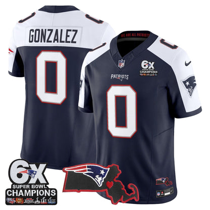 Men's New England Patriots 6-Time Champions & Massachusetts Patch Vapor Limited Jersey - All Stitched