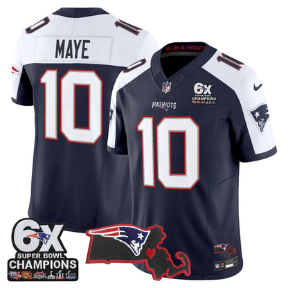 Men's New England Patriots 6-Time Champions & Massachusetts Patch Vapor Limited Jersey - All Stitched