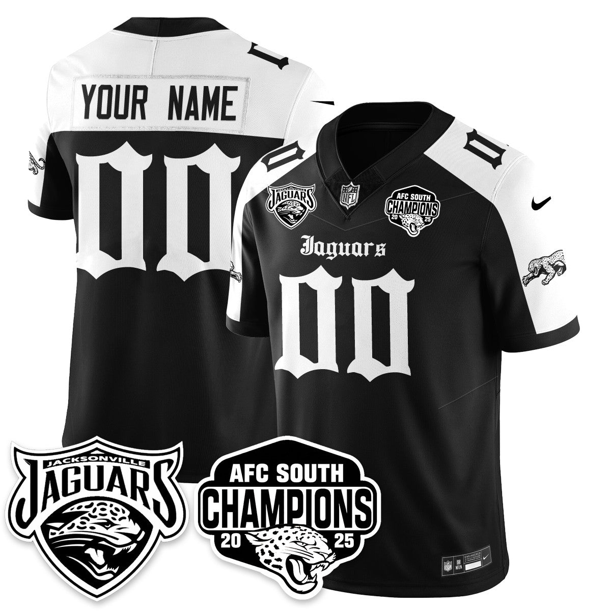 Custom Jacksonville Jaguars Gothic AFC South Division Champions Vapor Limited Jersey - All Stitched