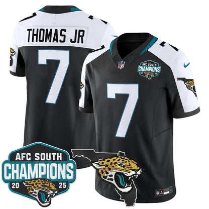 Men's Jacksonville Jaguars 2025 AFC South Division Champions & Florida Patch Vapor Jersey - All Stitched