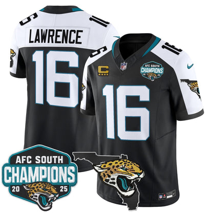 Men's Jacksonville Jaguars 2025 AFC South Division Champions & Florida Patch Vapor Jersey - All Stitched