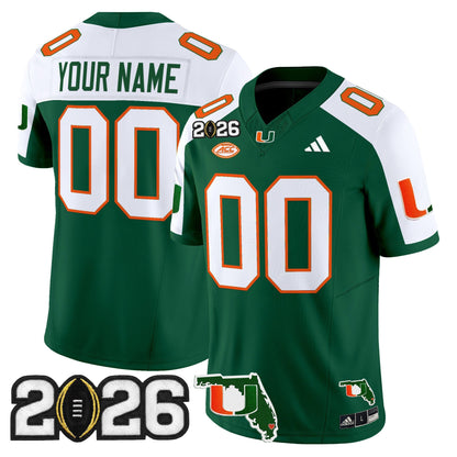 Miami Hurricanes 2026 CFP Final & Florida Patch Vapor Limited Custom Jersey - All Stitched