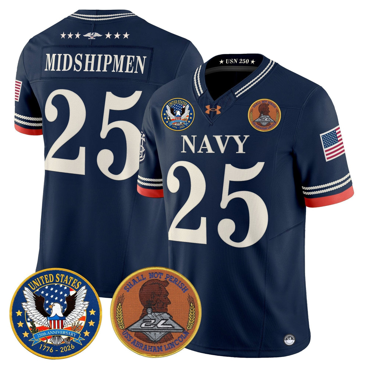 Men's Navy Midshipmen "United States 250th Anniversary Patch" Vapor Limited Jersey - Stitched