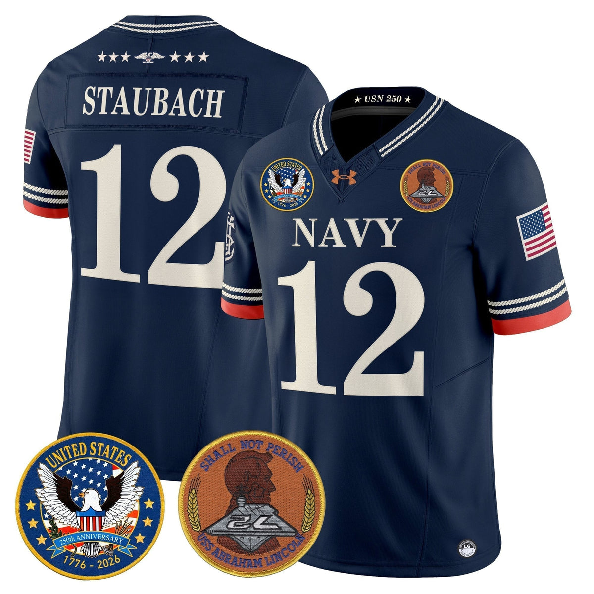 Men's Navy Midshipmen "United States 250th Anniversary Patch" Vapor Limited Jersey - Stitched