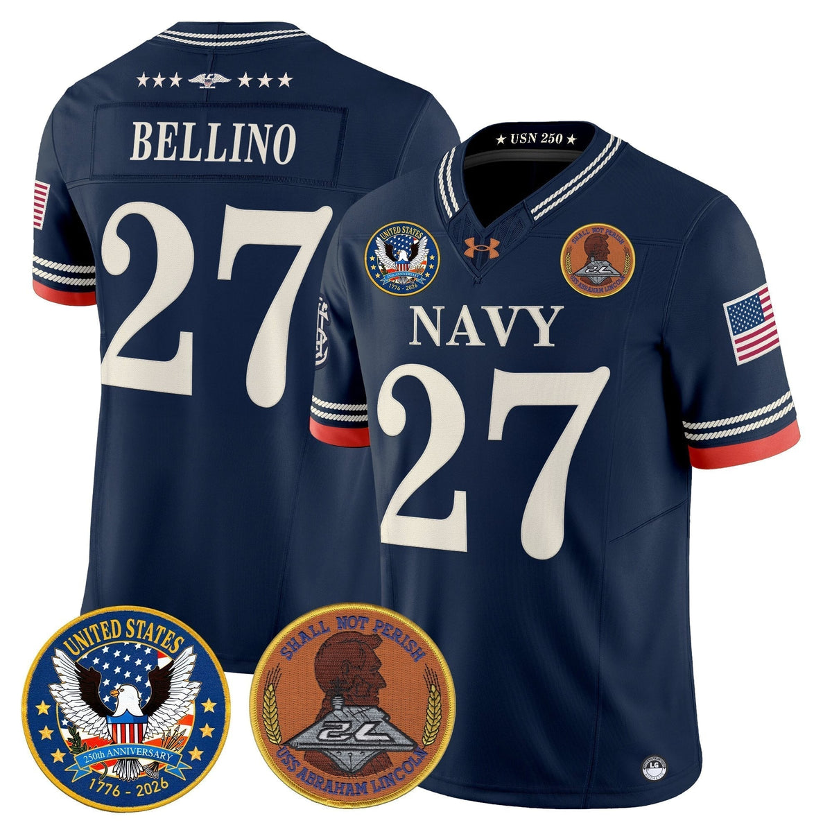 Men's Navy Midshipmen "United States 250th Anniversary Patch" Vapor Limited Jersey - Stitched