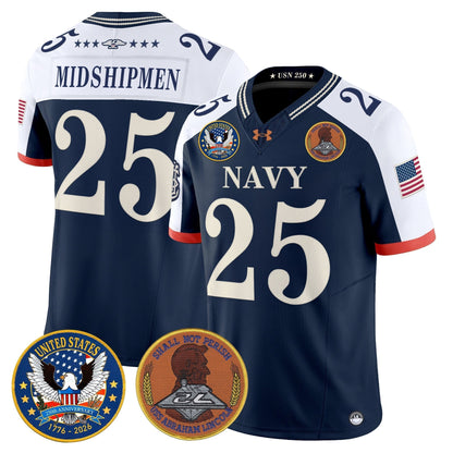 Men's Navy Midshipmen "United States 250th Anniversary Patch" Vapor Limited Jersey - Stitched