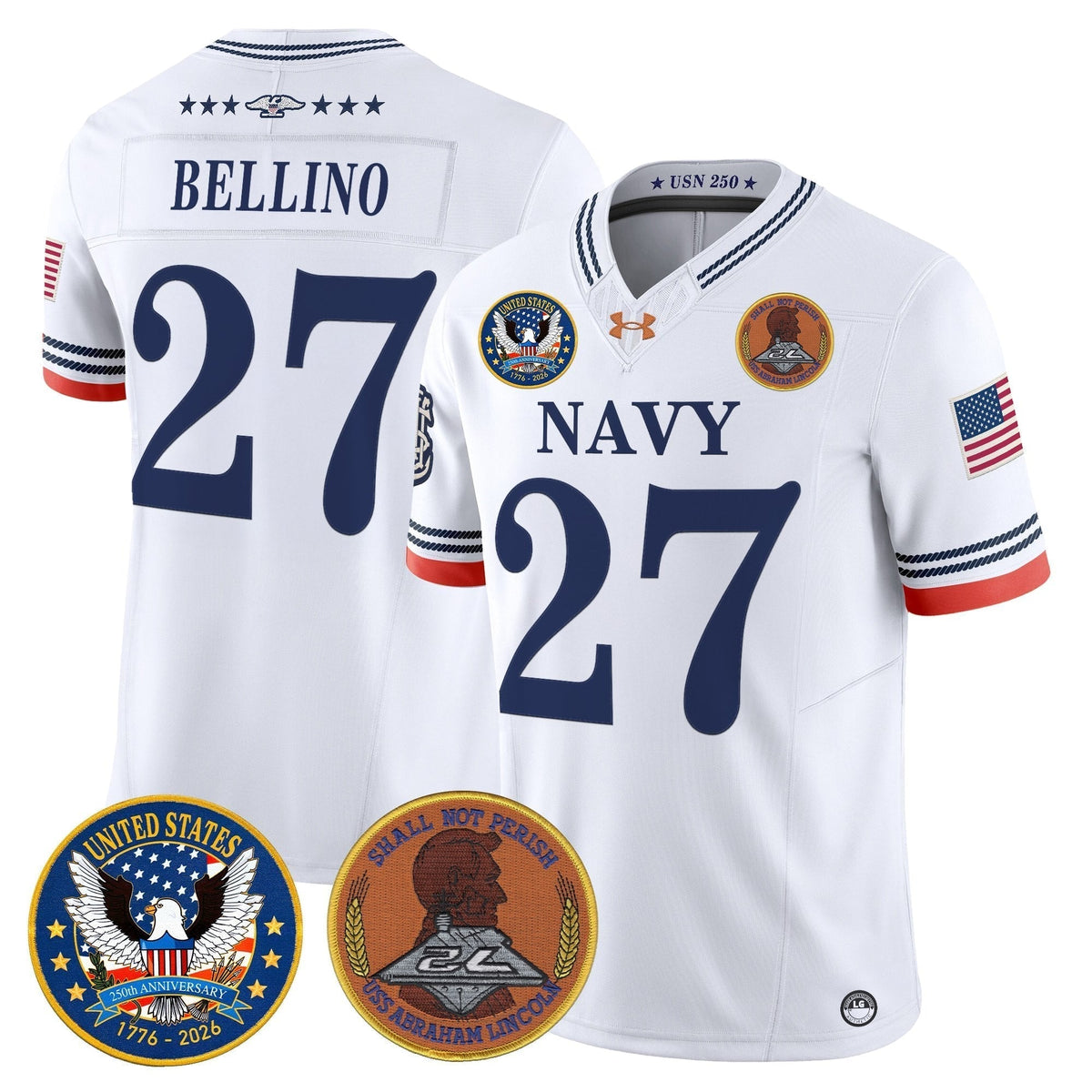 Men's Navy Midshipmen "United States 250th Anniversary Patch" Vapor Limited Jersey - Stitched