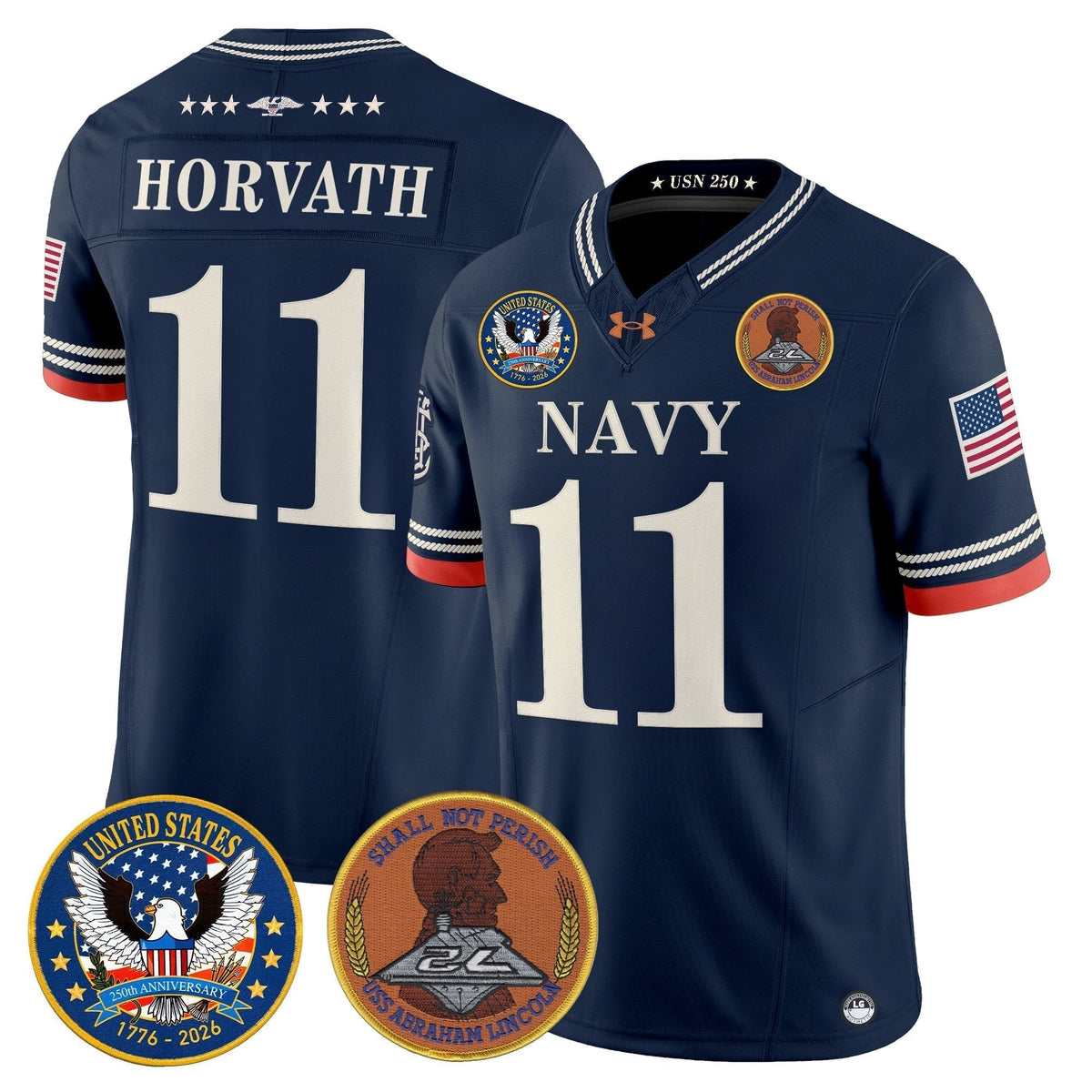 Men's Navy Midshipmen "United States 250th Anniversary Patch" Vapor Limited Jersey - Stitched