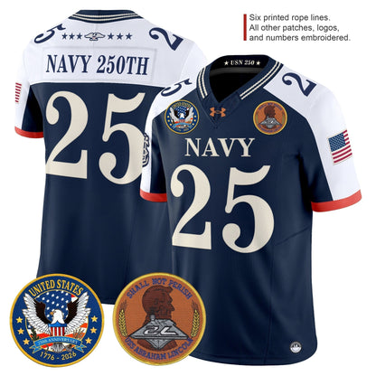 Men's Navy Midshipmen "United States 250th Anniversary Patch" Vapor Limited Jersey - Stitched