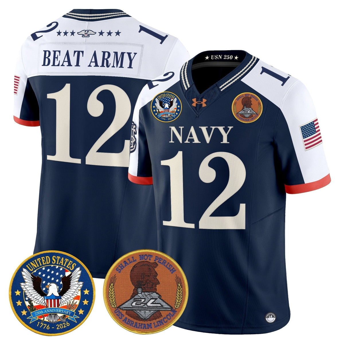 Men's Navy Midshipmen "United States 250th Anniversary Patch" Vapor Limited Jersey - Stitched