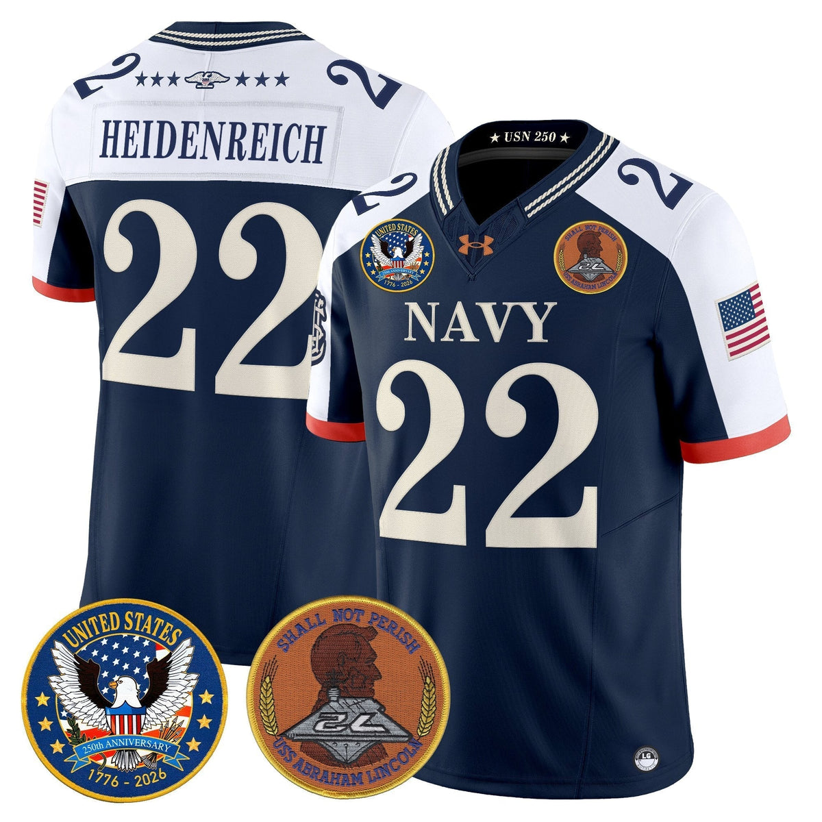 Men's Navy Midshipmen "United States 250th Anniversary Patch" Vapor Limited Jersey - Stitched