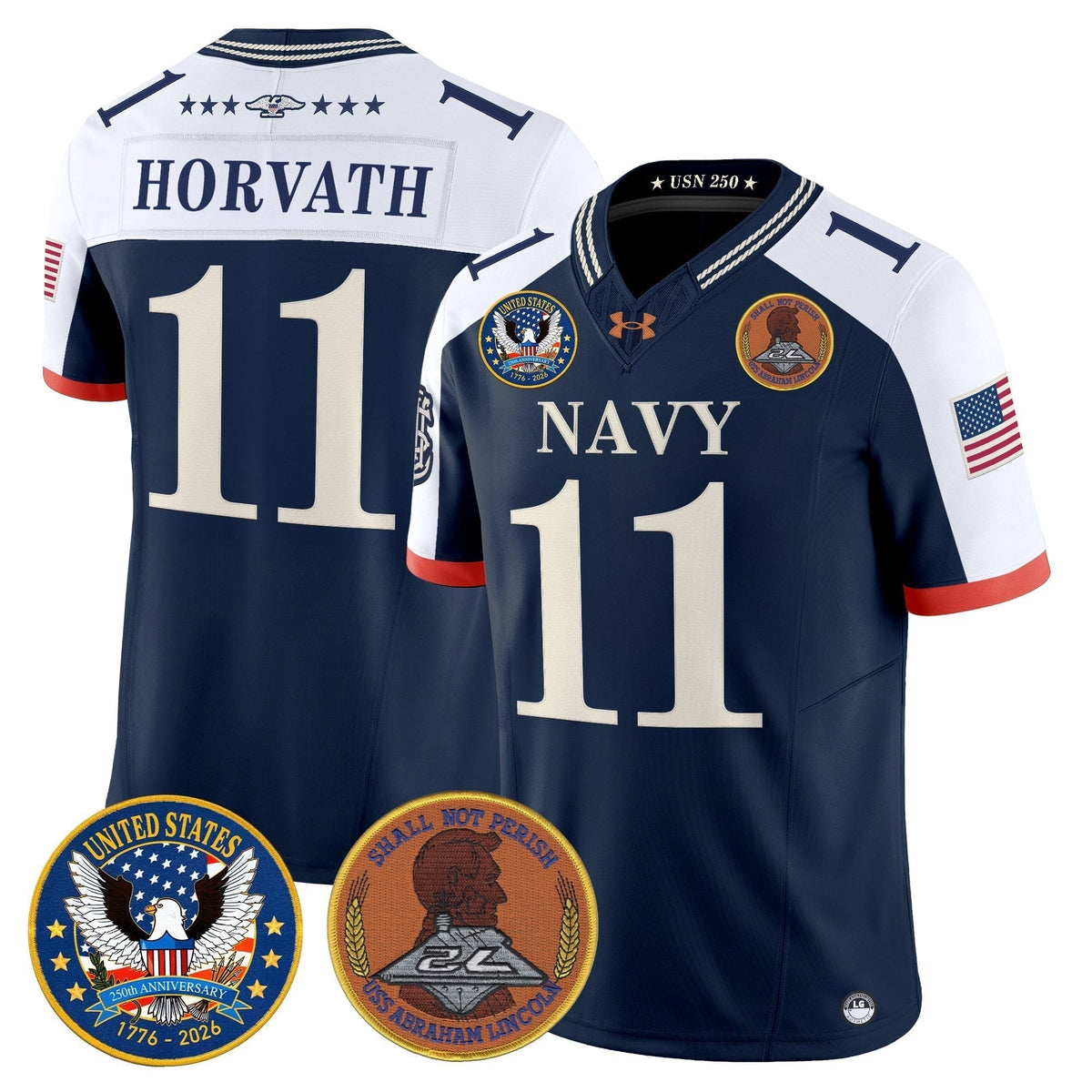 Men's Navy Midshipmen "United States 250th Anniversary Patch" Vapor Limited Jersey - Stitched