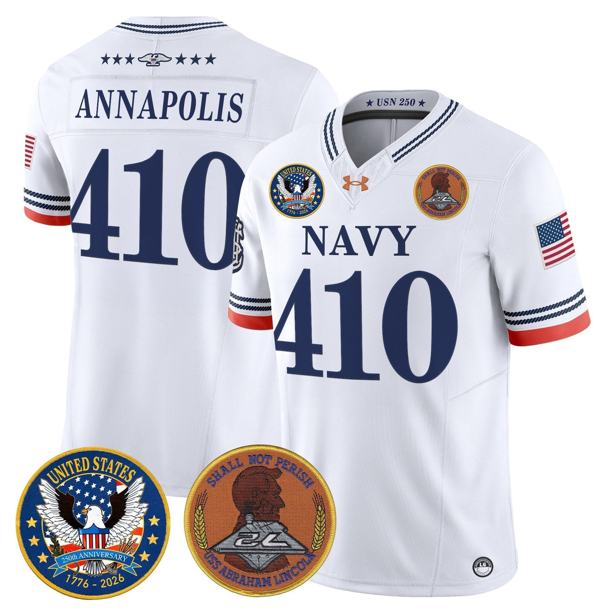 Men's Navy Midshipmen "United States 250th Anniversary Patch" Vapor Limited Jersey - Stitched