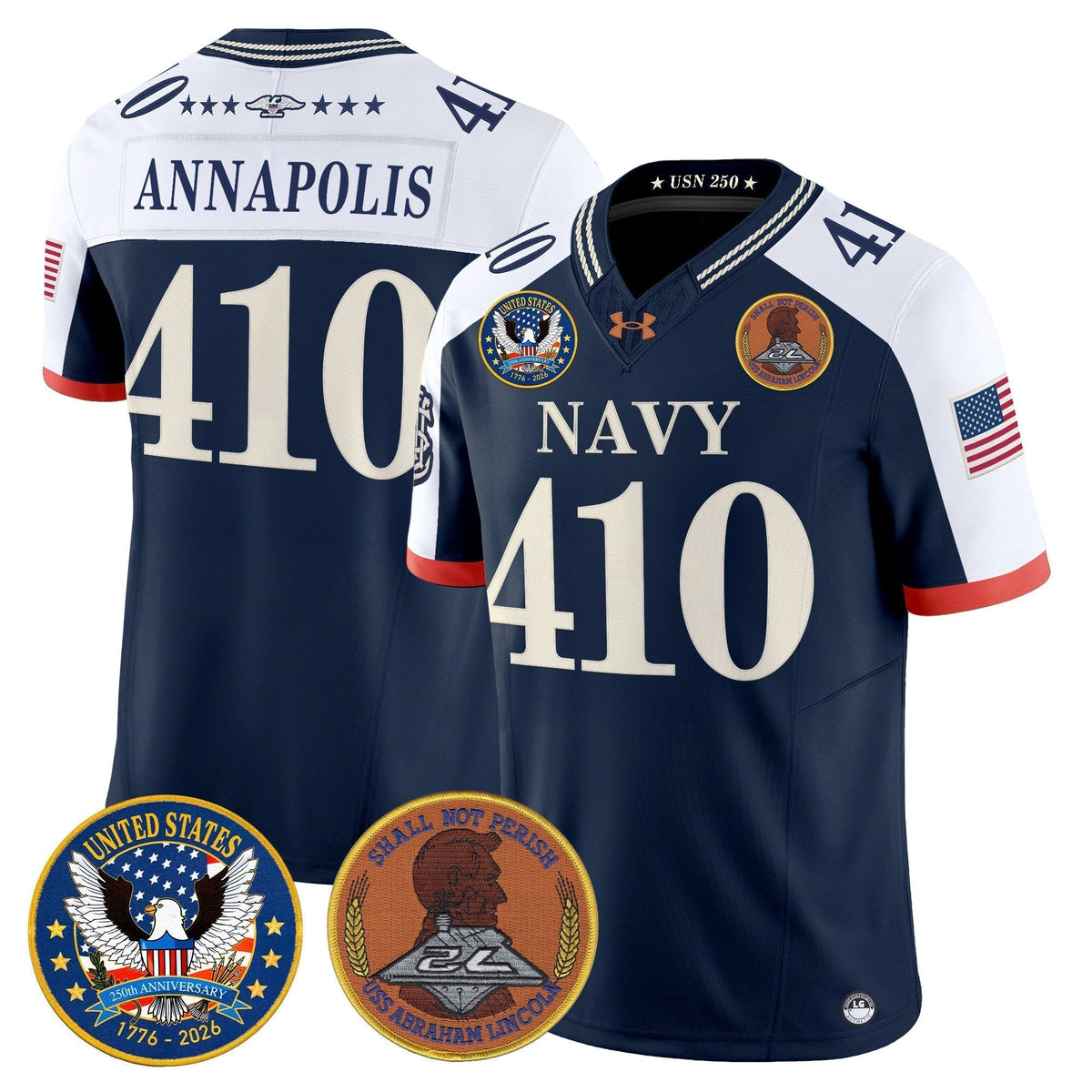 Men's Navy Midshipmen "United States 250th Anniversary Patch" Vapor Limited Jersey - Stitched