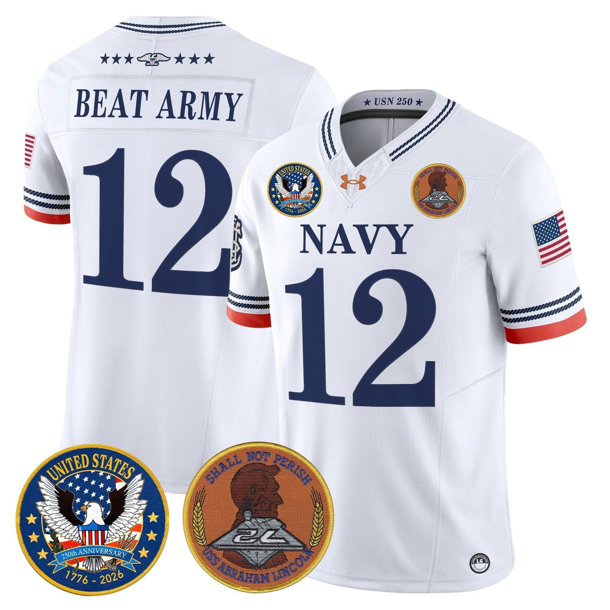 Men's Navy Midshipmen "United States 250th Anniversary Patch" Vapor Limited Jersey - Stitched