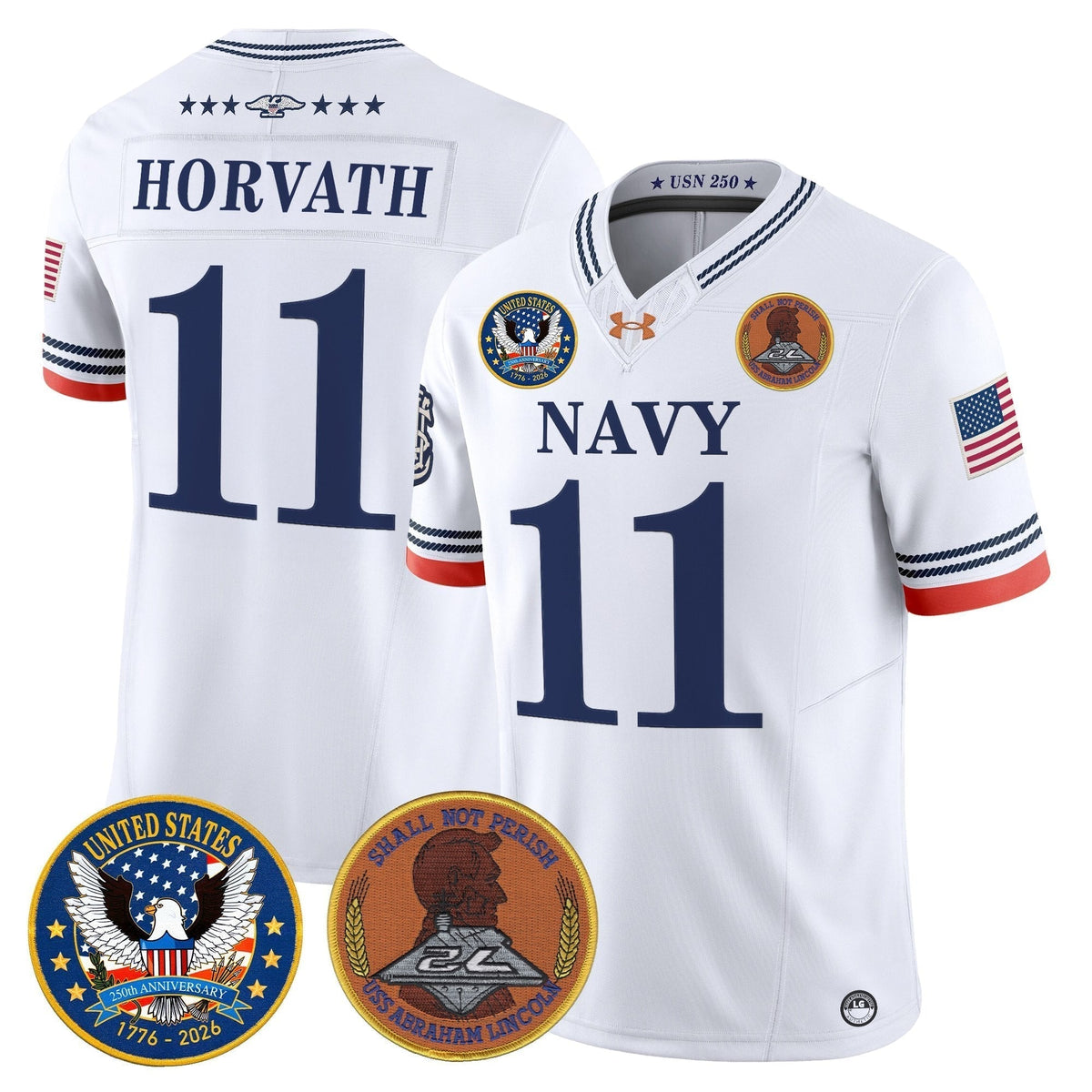 Men's Navy Midshipmen "United States 250th Anniversary Patch" Vapor Limited Jersey - Stitched
