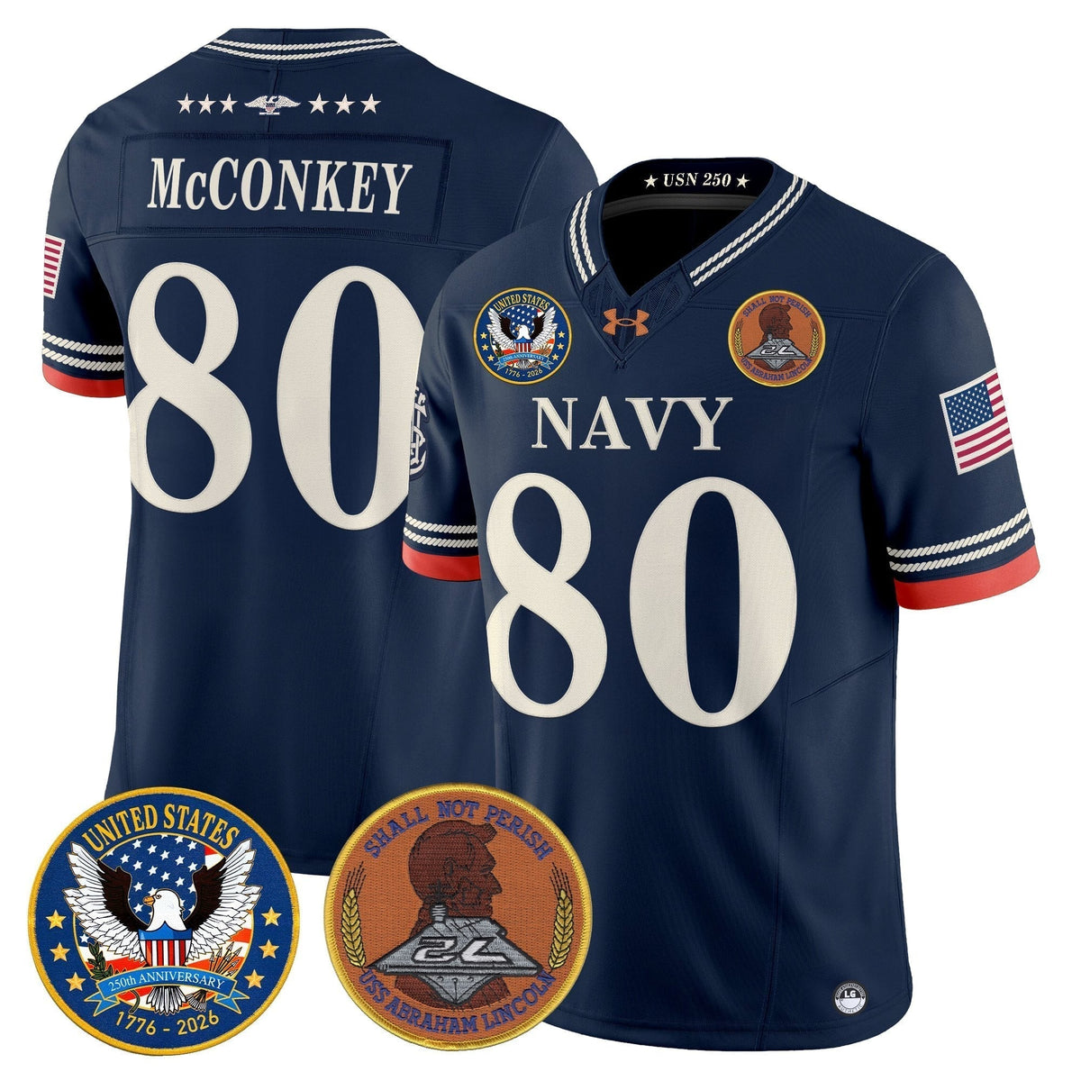 Men's Navy Midshipmen "United States 250th Anniversary Patch" Vapor Limited Jersey - Stitched