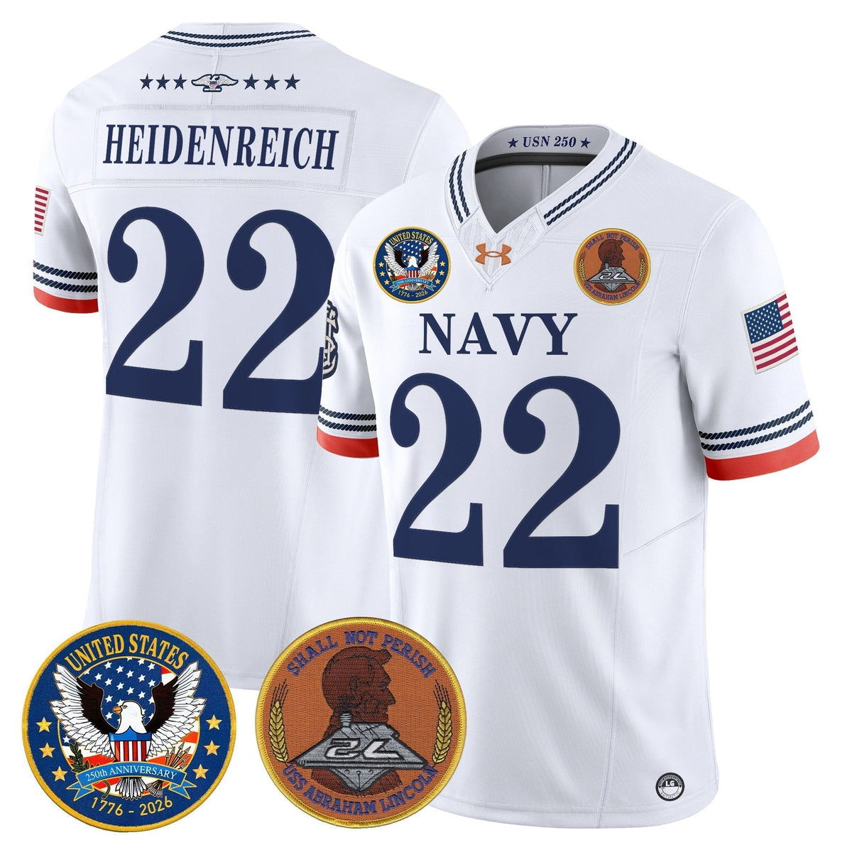 Men's Navy Midshipmen "United States 250th Anniversary Patch" Vapor Limited Jersey - Stitched