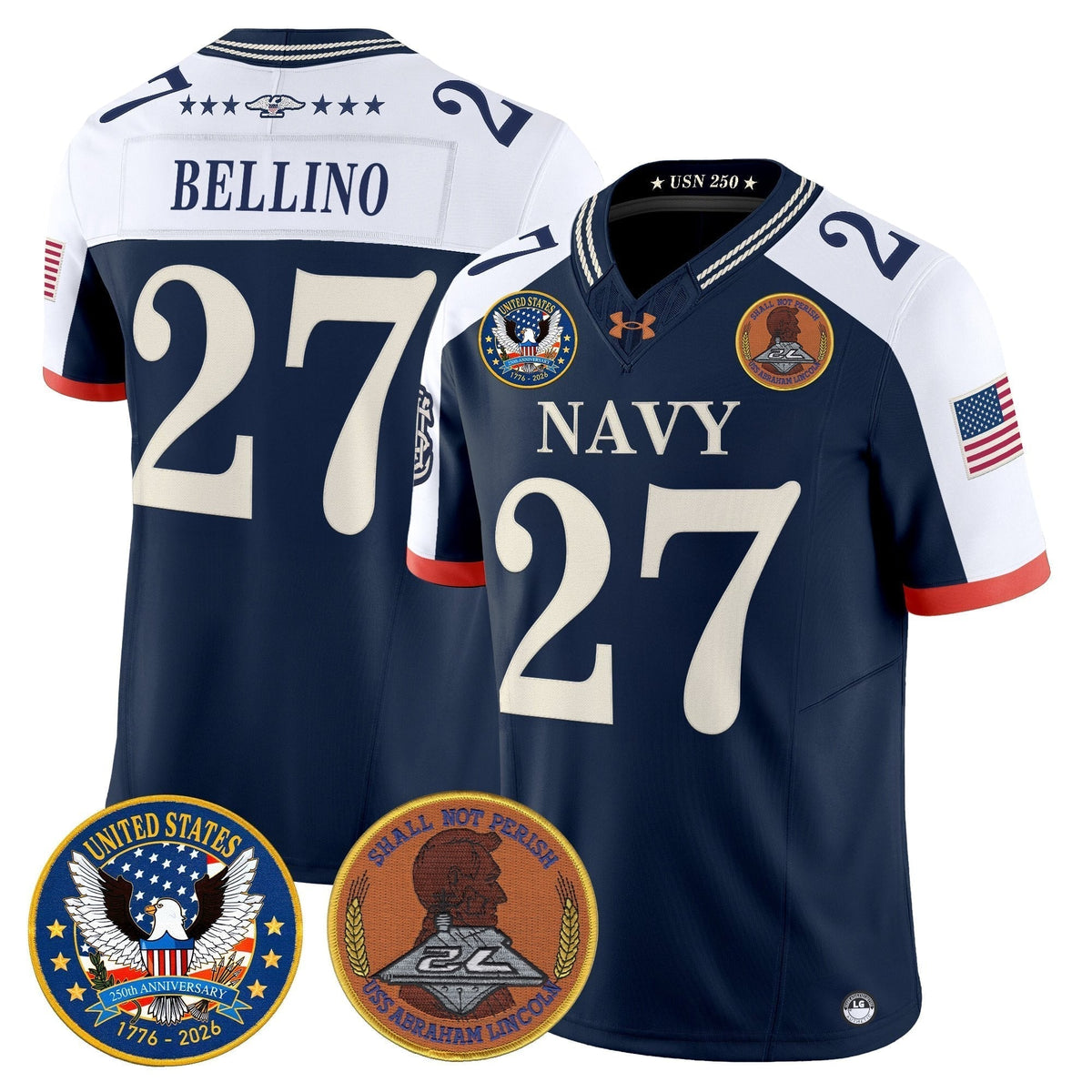 Men's Navy Midshipmen "United States 250th Anniversary Patch" Vapor Limited Jersey - Stitched