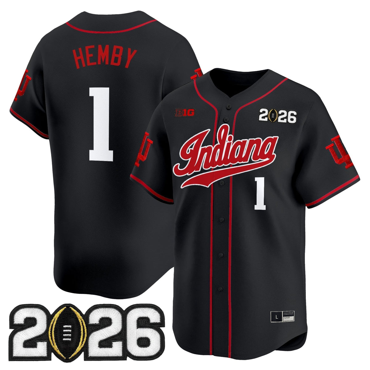 Men's Indiana Hoosiers 2026 CFP Final Patch Vapor Baseball Jersey - All Stitched