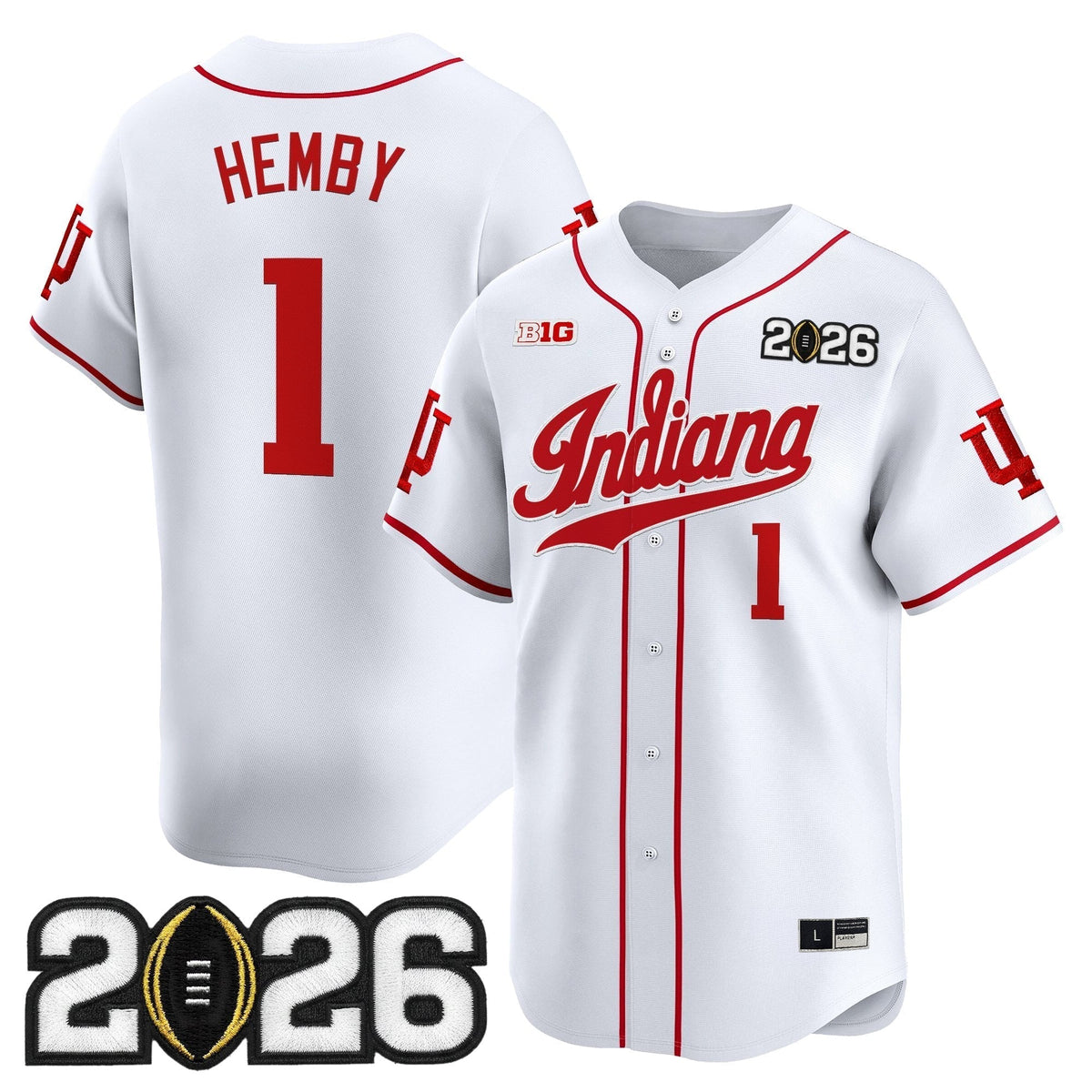 Men's Indiana Hoosiers 2026 CFP Final Patch Vapor Baseball Jersey - All Stitched