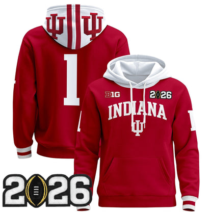 Men's Indiana Hoosiers 2026 CFP Final Patch Premium Pullover Hoodie - All Stitched