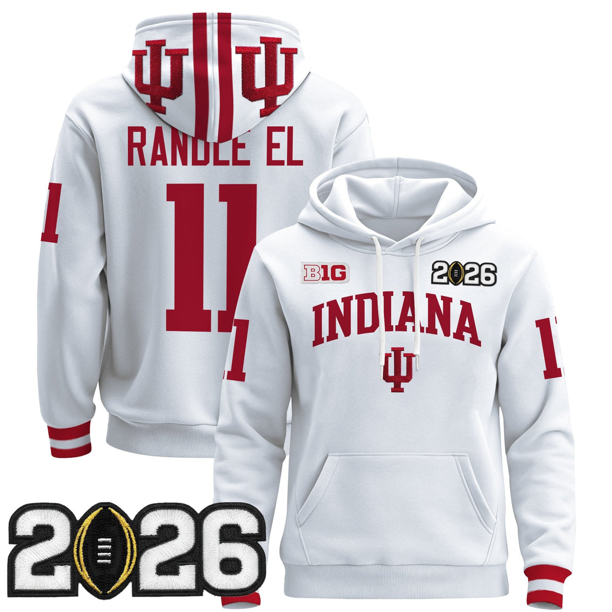 Men's Indiana Hoosiers 2026 CFP Final Patch Premium Pullover Hoodie - All Stitched