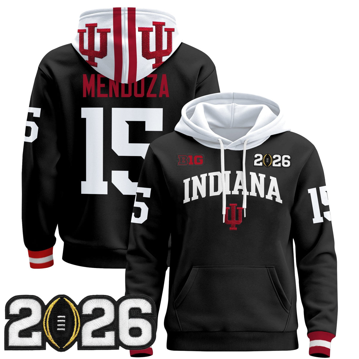 Men's Indiana Hoosiers 2026 CFP Final Patch Premium Pullover Hoodie - All Stitched