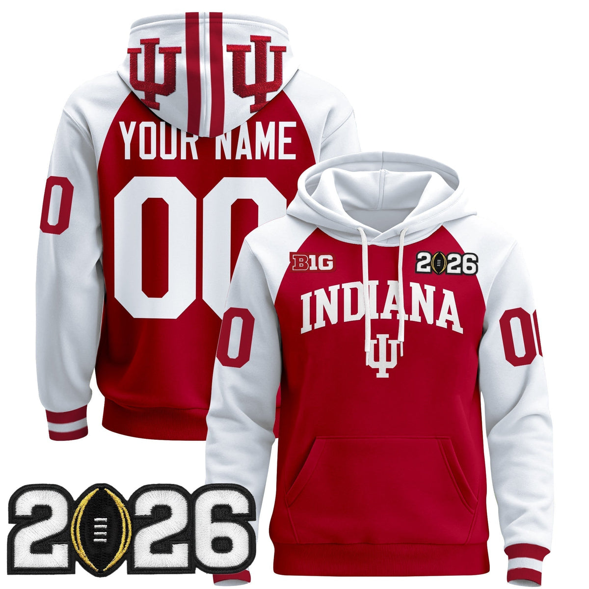 Indiana Hoosiers 2026 CFP Final Patch Premium Custom Pullover Hoodie - All Stitched